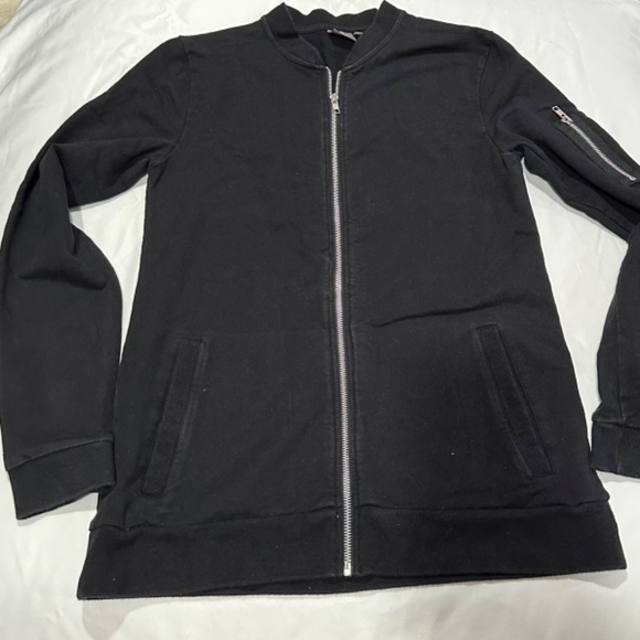 ASOS Black Jersey Bomber Jacket Size Medium - Picture 7 of 11